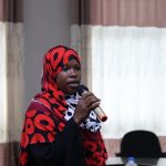 Seaweed farmer speaking at a meeting with the Nairobi Convention in Pemba, Zanzibar.